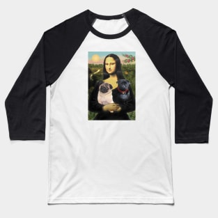 Mona Lisa and her Two Pugs Baseball T-Shirt